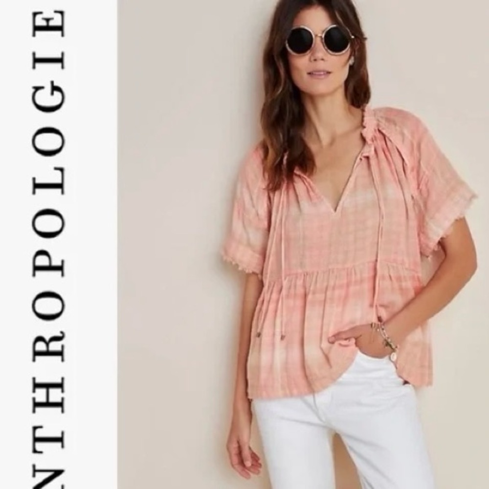 Anthropologie Pilcro Bette Babydoll Cotton Blouse Size Medium